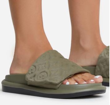 Preslee Olive Textured Slides