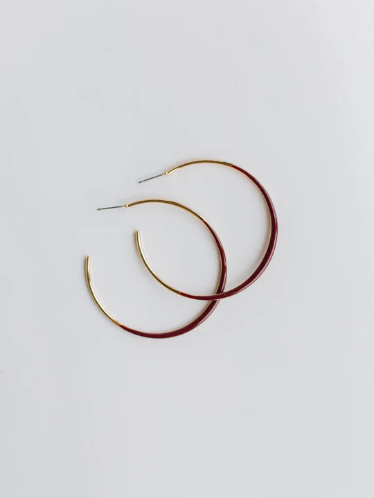 Gold Maroon Thin Hoop