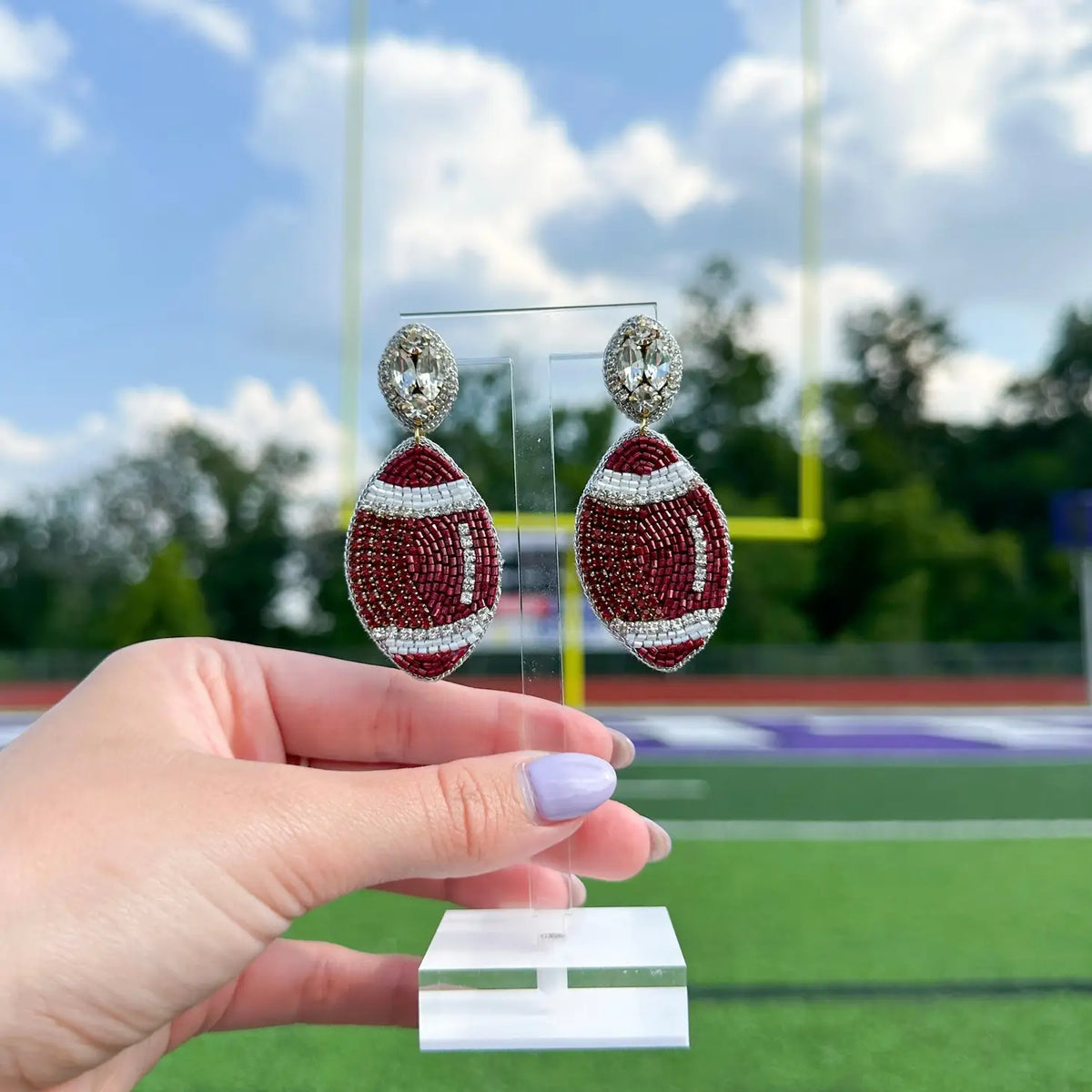 Beaded Maroon Footballs