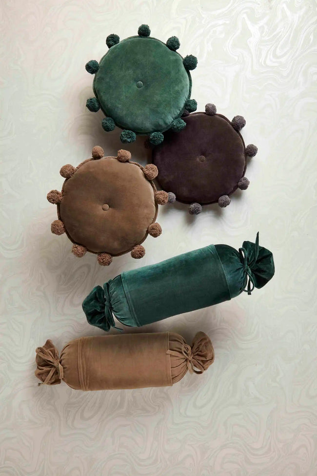 Round Velvet Pom Pillow