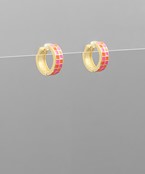 Checkered Huggie Hoop