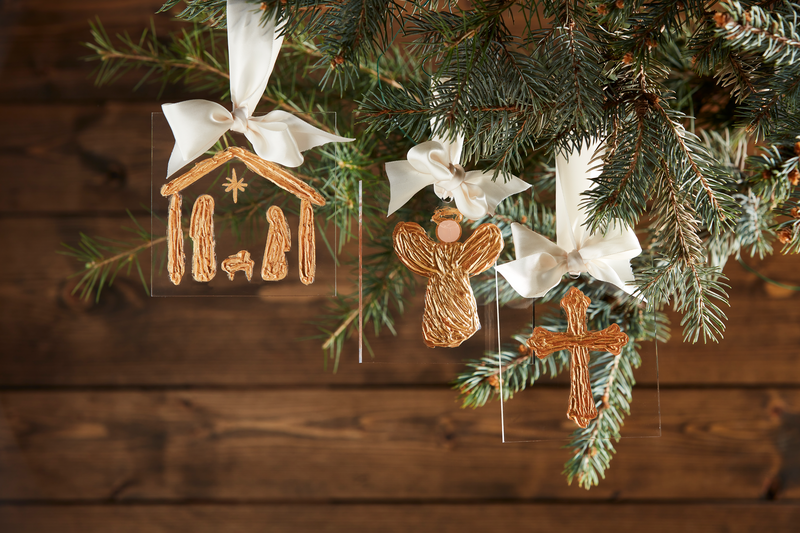 Acrylic Gold Ornament- Nativity